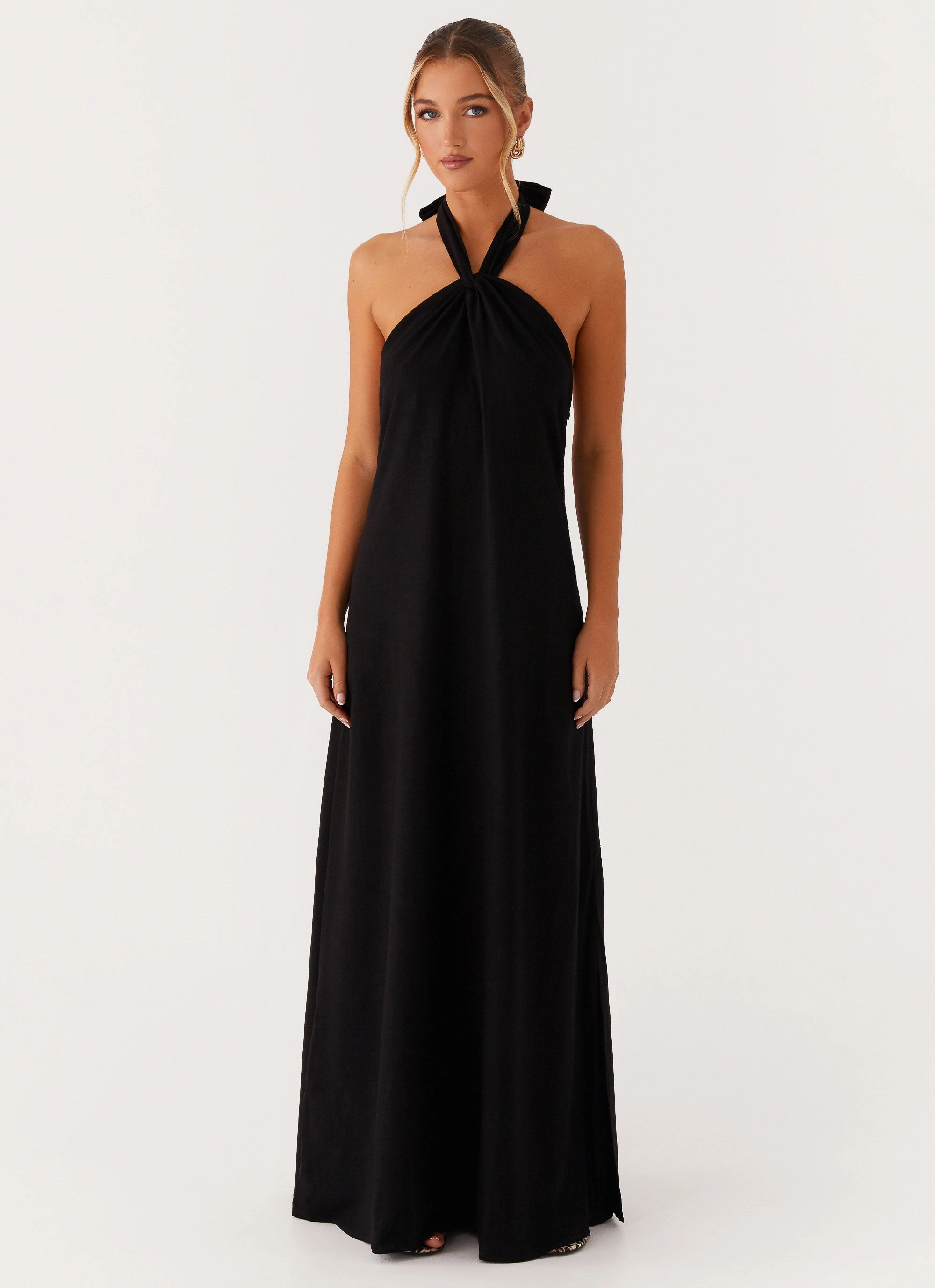 Fit for All Seasons Golden Child Linen Maxi Dress - Black