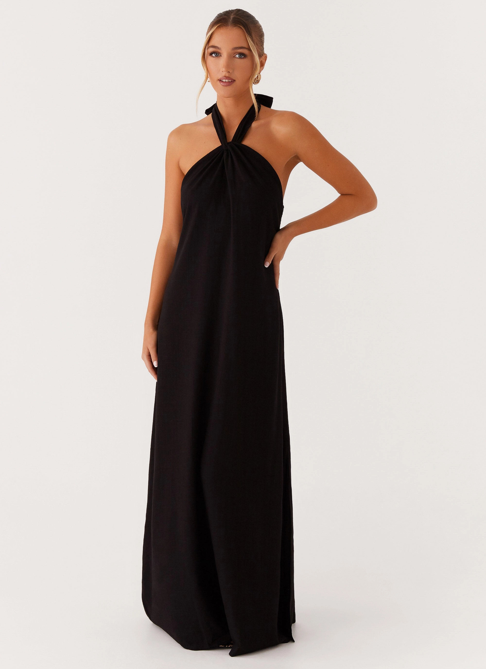 Comfy Flex Golden Child Linen Maxi Dress - Black