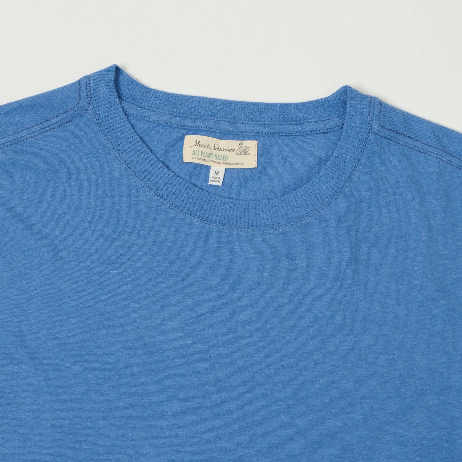 Merz b. Schwanen 'Good Basics' Plant Based Unisex T-Shirt - Faded Blue Effortless Wear Fit