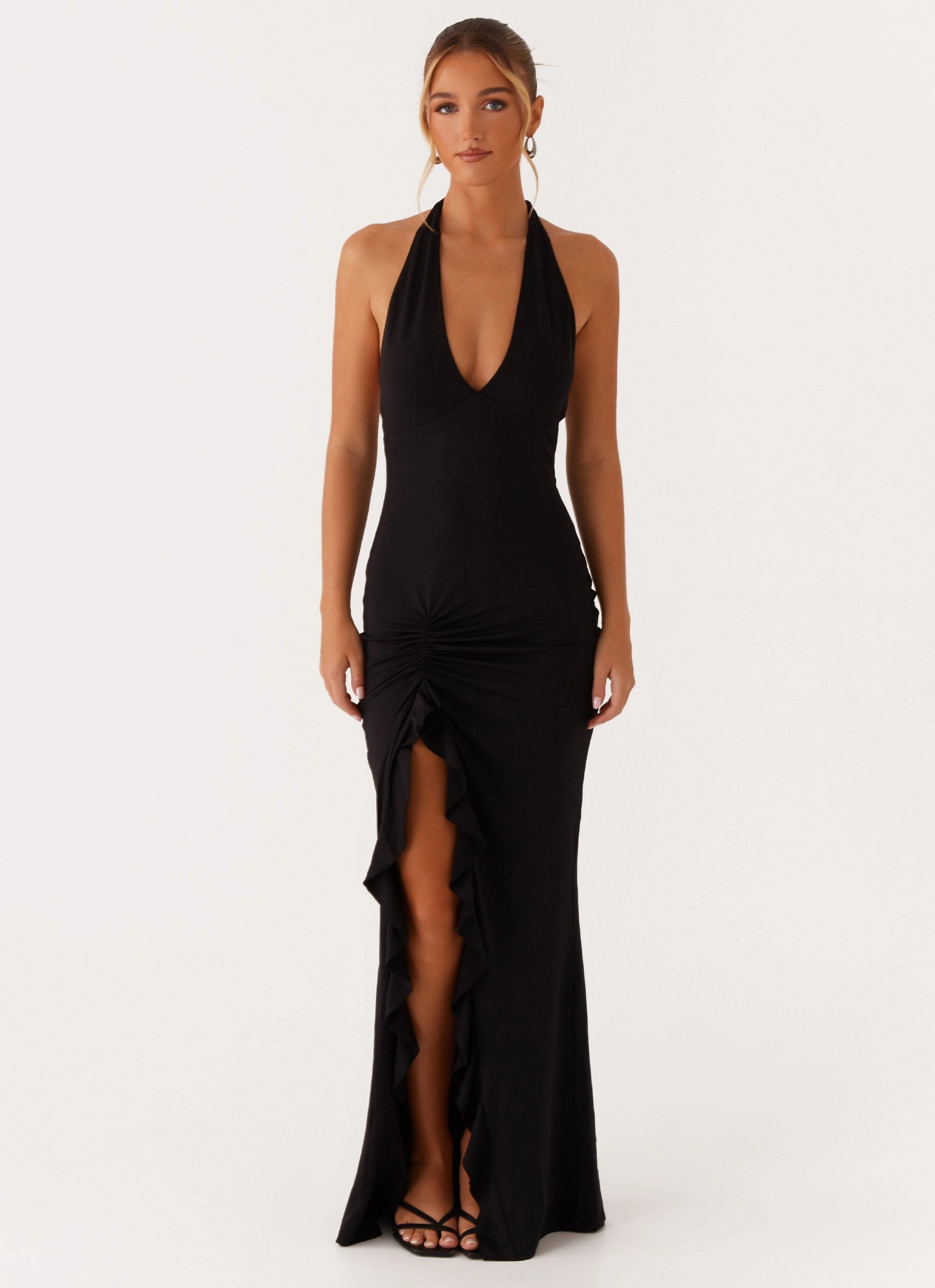 High Waist DurableStitching Charmed By You Maxi Dress - Black