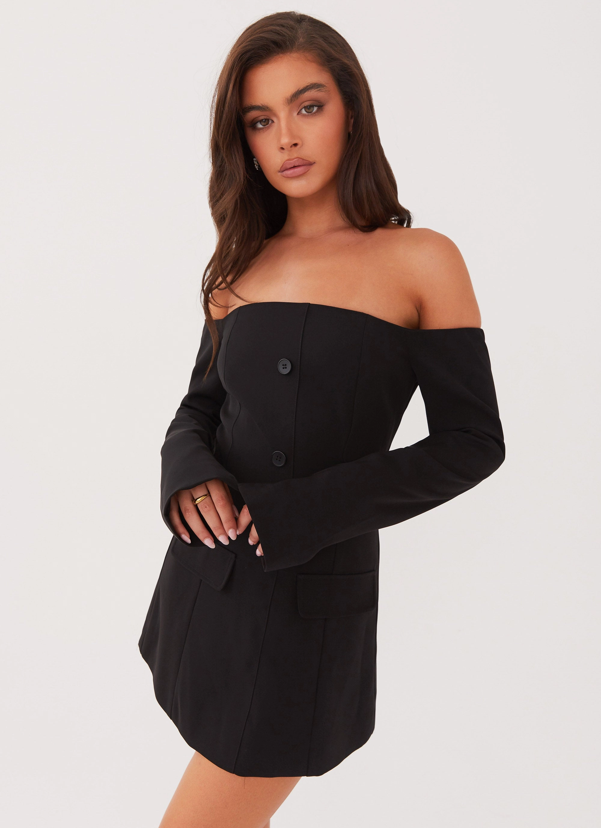 Dominique Blazer Mini Dress - Black Easy Comfort Tulle Flow