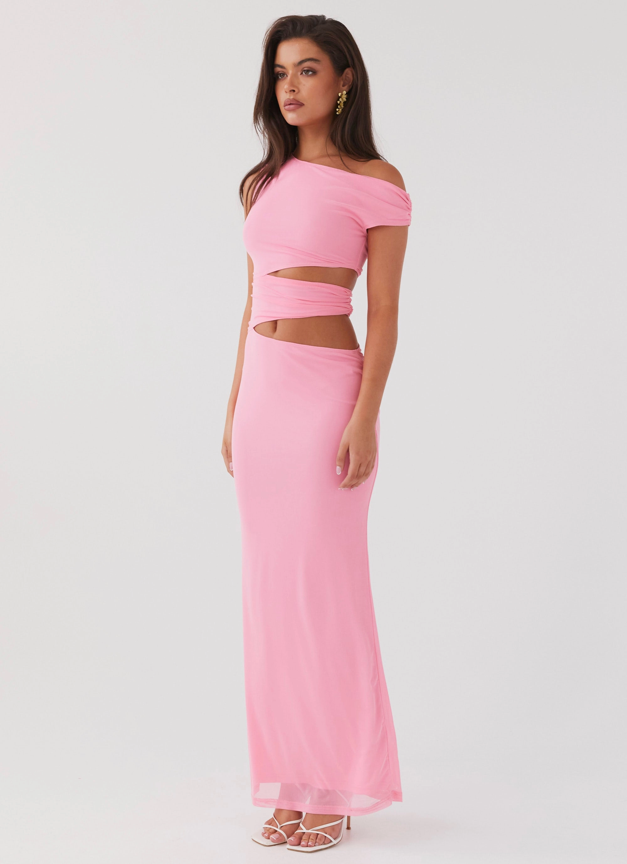 Removable-Straps Calm Grace Margot One Shoulder Maxi Dress - Candy