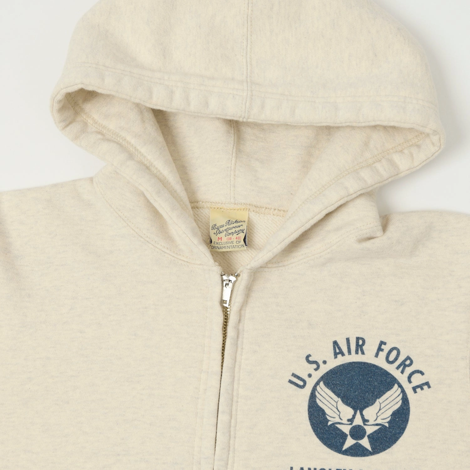 Classic Sporty Buzz Rickson's U.S.A.F Full Zip Sweat Parka - Oatmeal