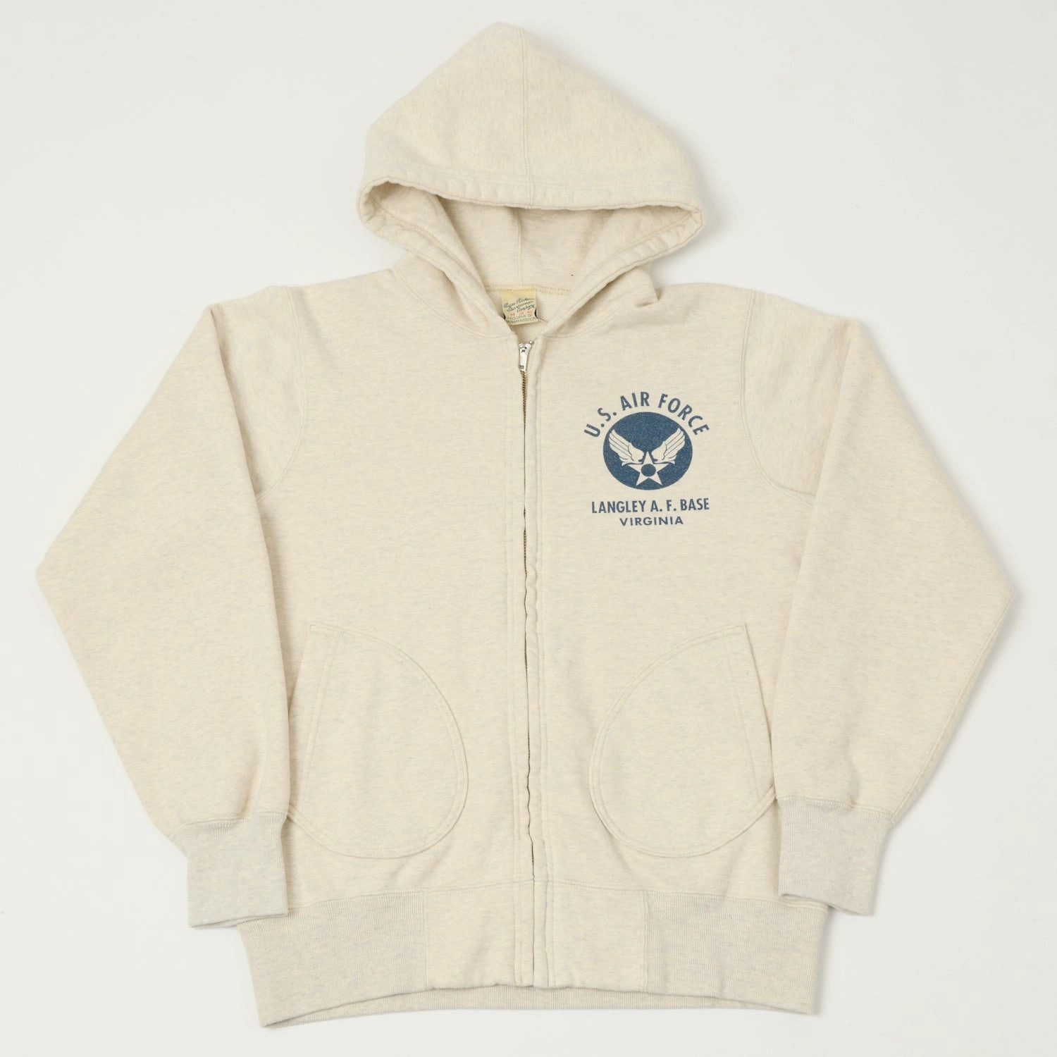 wrinkle free Buzz Rickson's U.S.A.F Full Zip Sweat Parka - Oatmeal