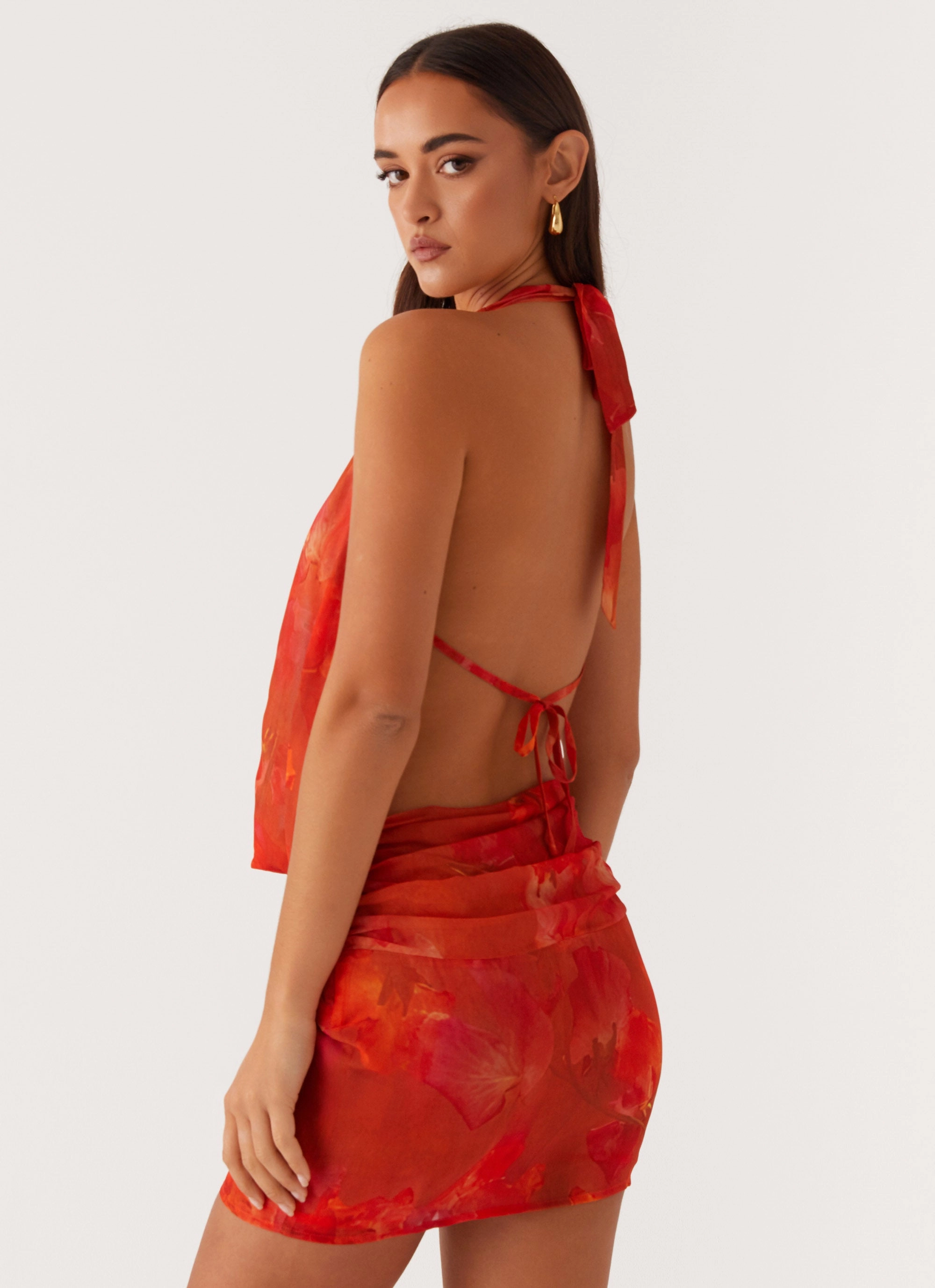 Sheer Light Elysia Chiffon Mini Dress - Amber