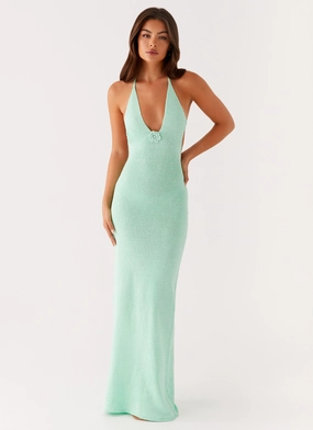 Tropez Knit Maxi Dress - Pastel Green Air Beauty Cozy Wear
