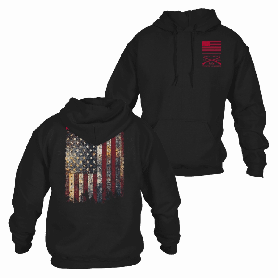 Core Active Red Blood Blue Collar? Hoodie - Black