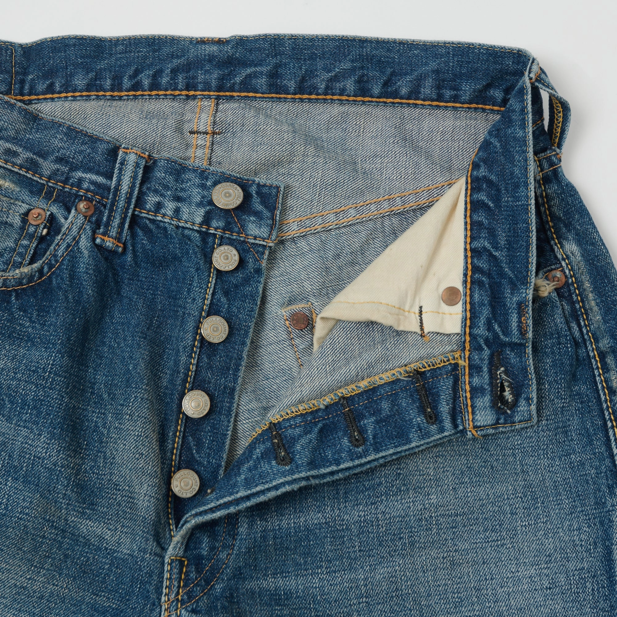 Full Count 0105 13.75oz Wide Straight Jean - 'Dartford' Wash On The Move Multipurpose Utility Pockets