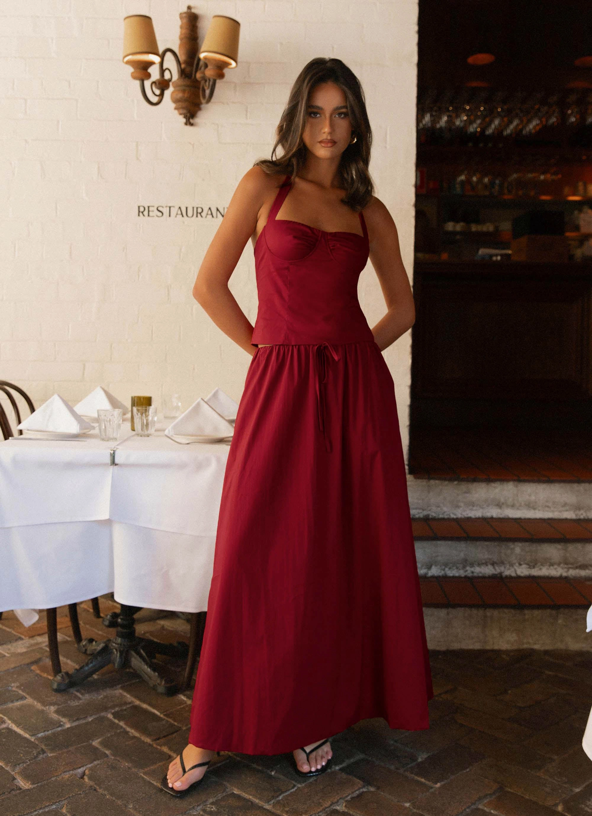 All Fit Relaxed Movement Cheryl Bustier Halter Top - Cherry Red