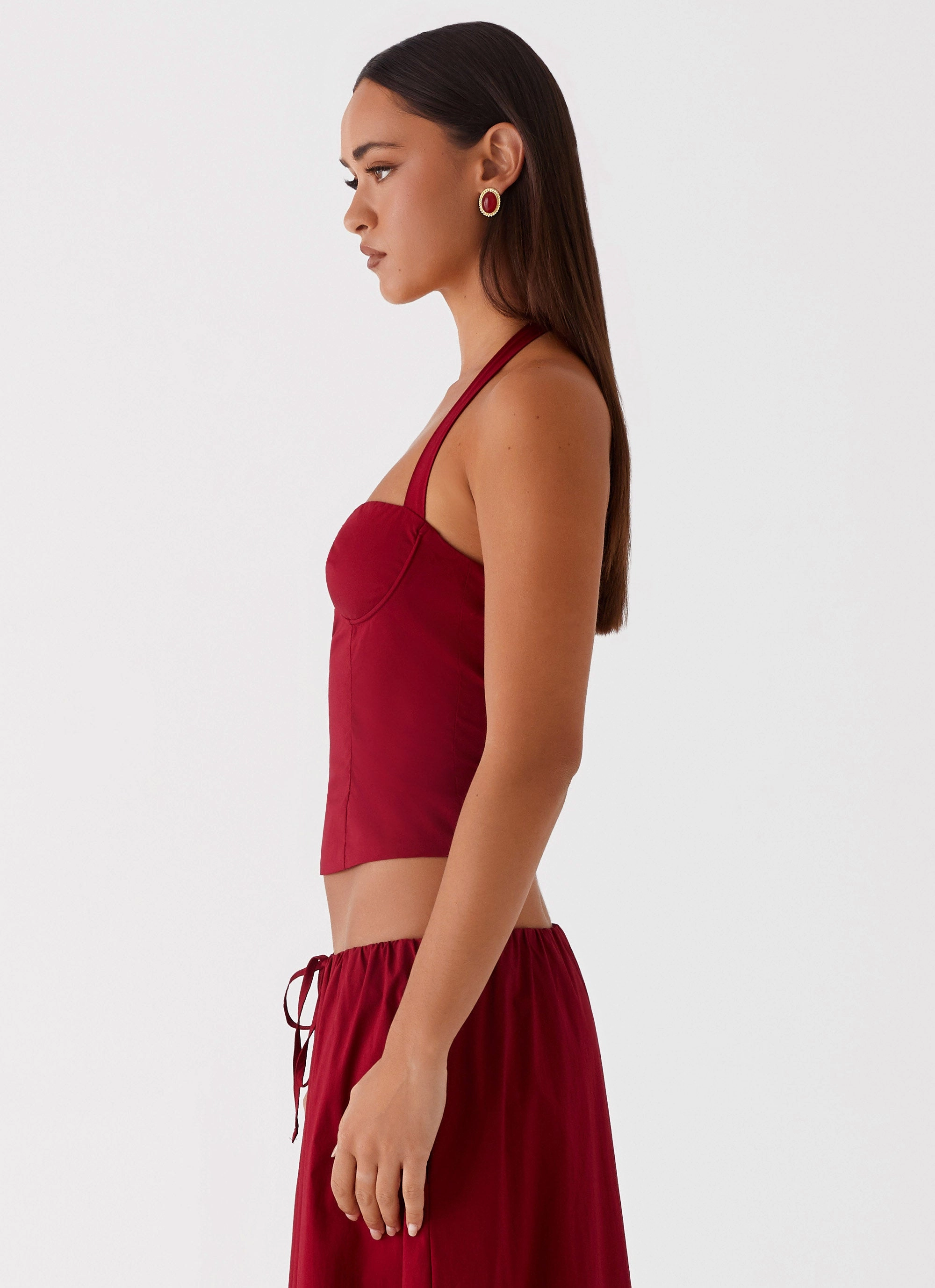 Shore Time Cheryl Bustier Halter Top - Cherry Red
