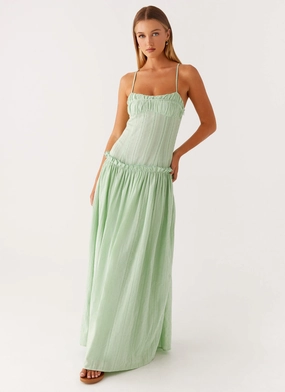 Life Soft Fashion Essential Jacinda Drop Waist Maxi Dress - Sage