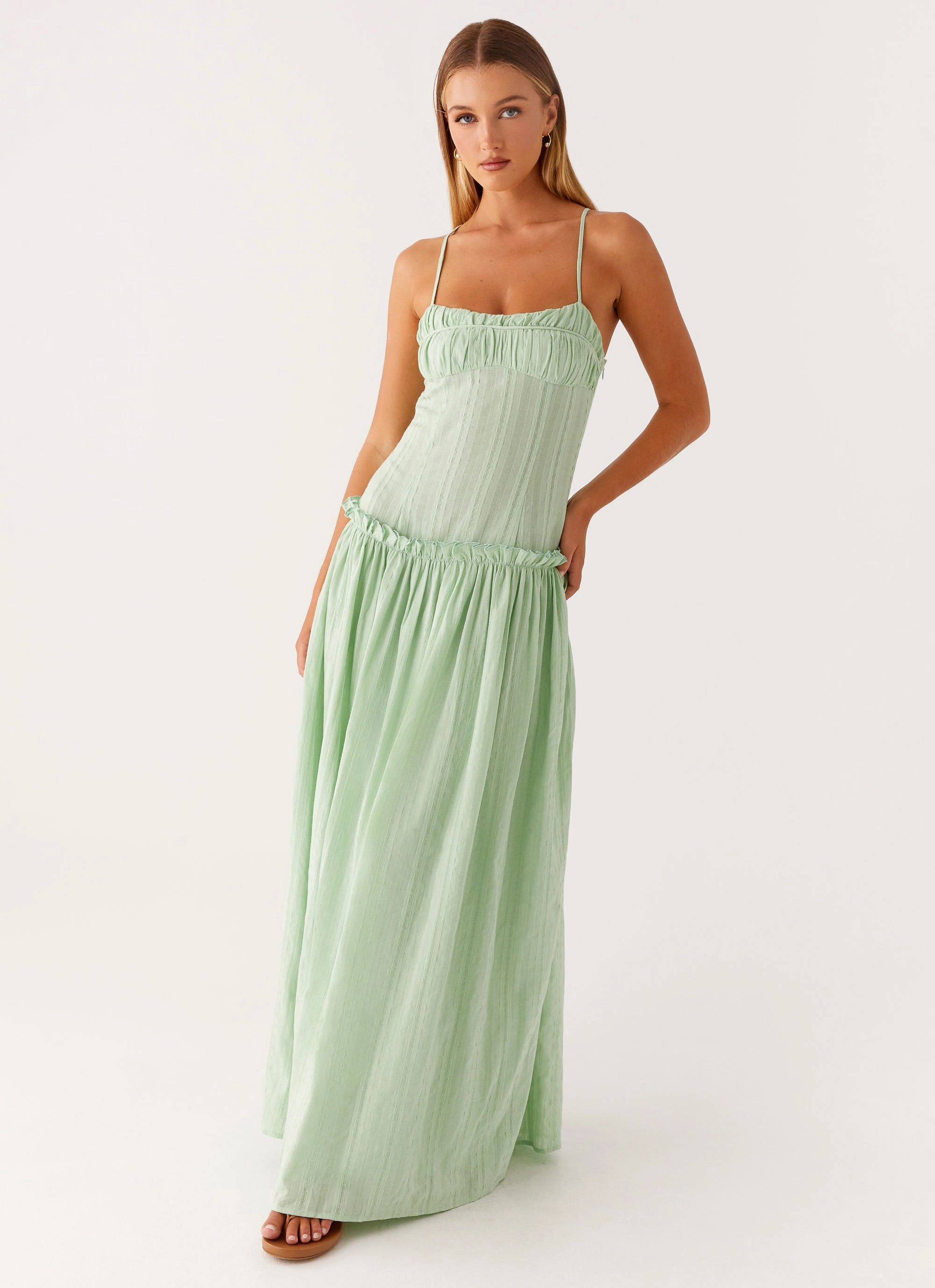 Life Soft Fashion Essential Jacinda Drop Waist Maxi Dress - Sage