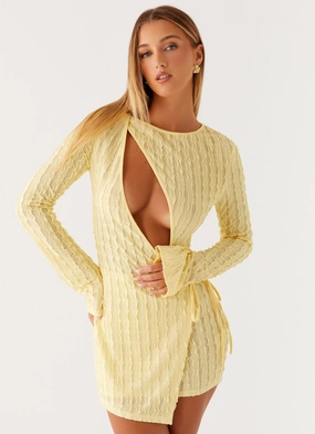 Alfie Mini Dress - Pastel Yellow Kind Glow Grab Now