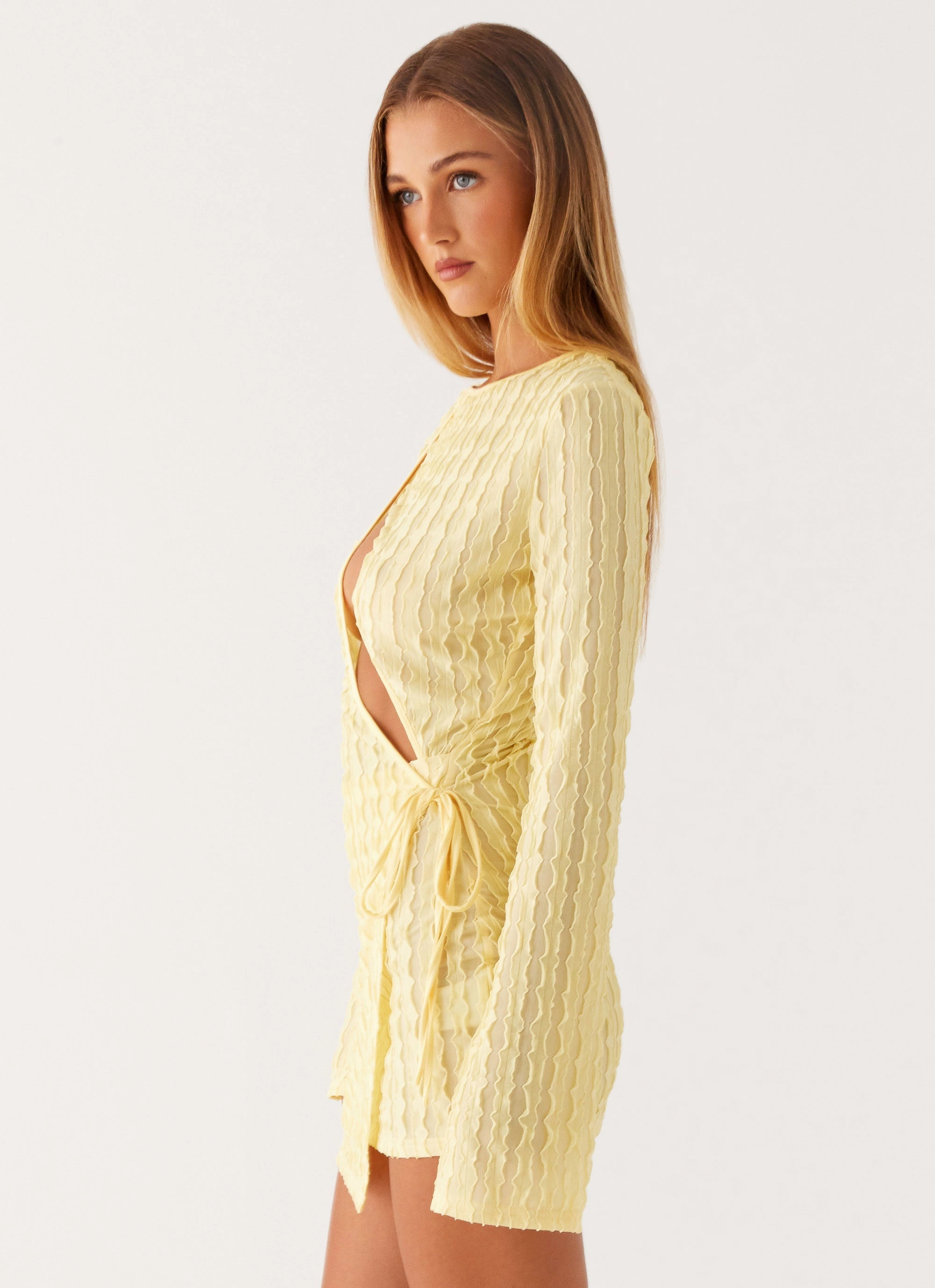 Minimalist Style Alfie Mini Dress - Pastel Yellow