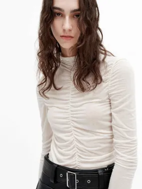 Turtleneck Pleated Top Reinforced Side Vents High-Quality Material