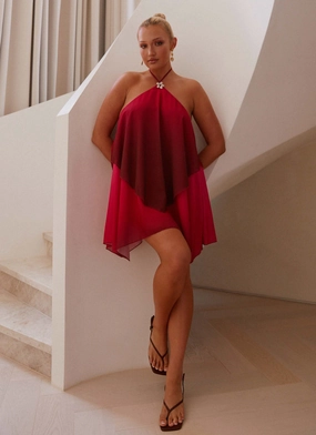 Twin Flame Mini Dress - Fuchsia Gradient Office Smart