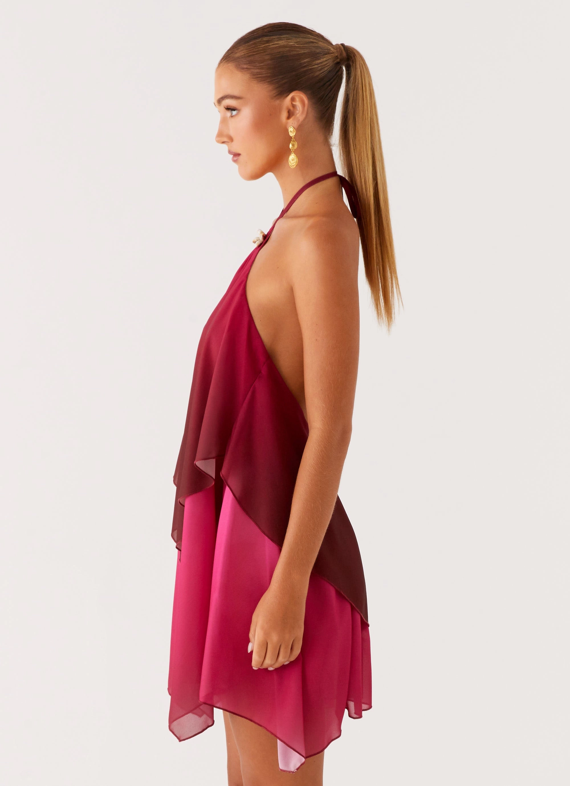 Twin Flame Mini Dress - Fuchsia Gradient Daywear Comfort