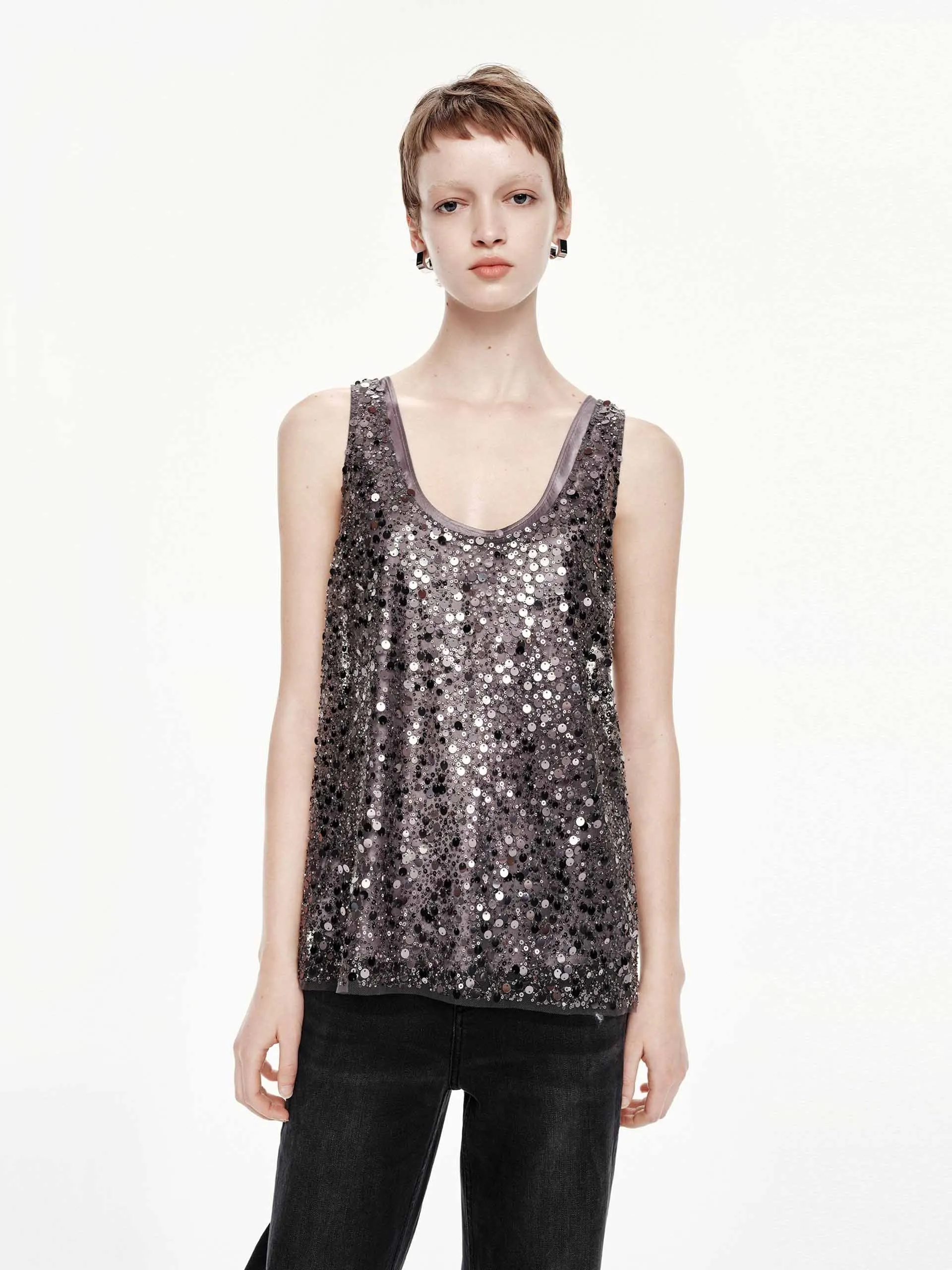 Two-piece Sequin Top Wrinkle Resistant
