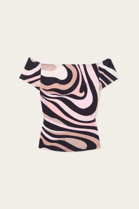 Sustainable Dye Process Versatile Styling Marmo Print Top