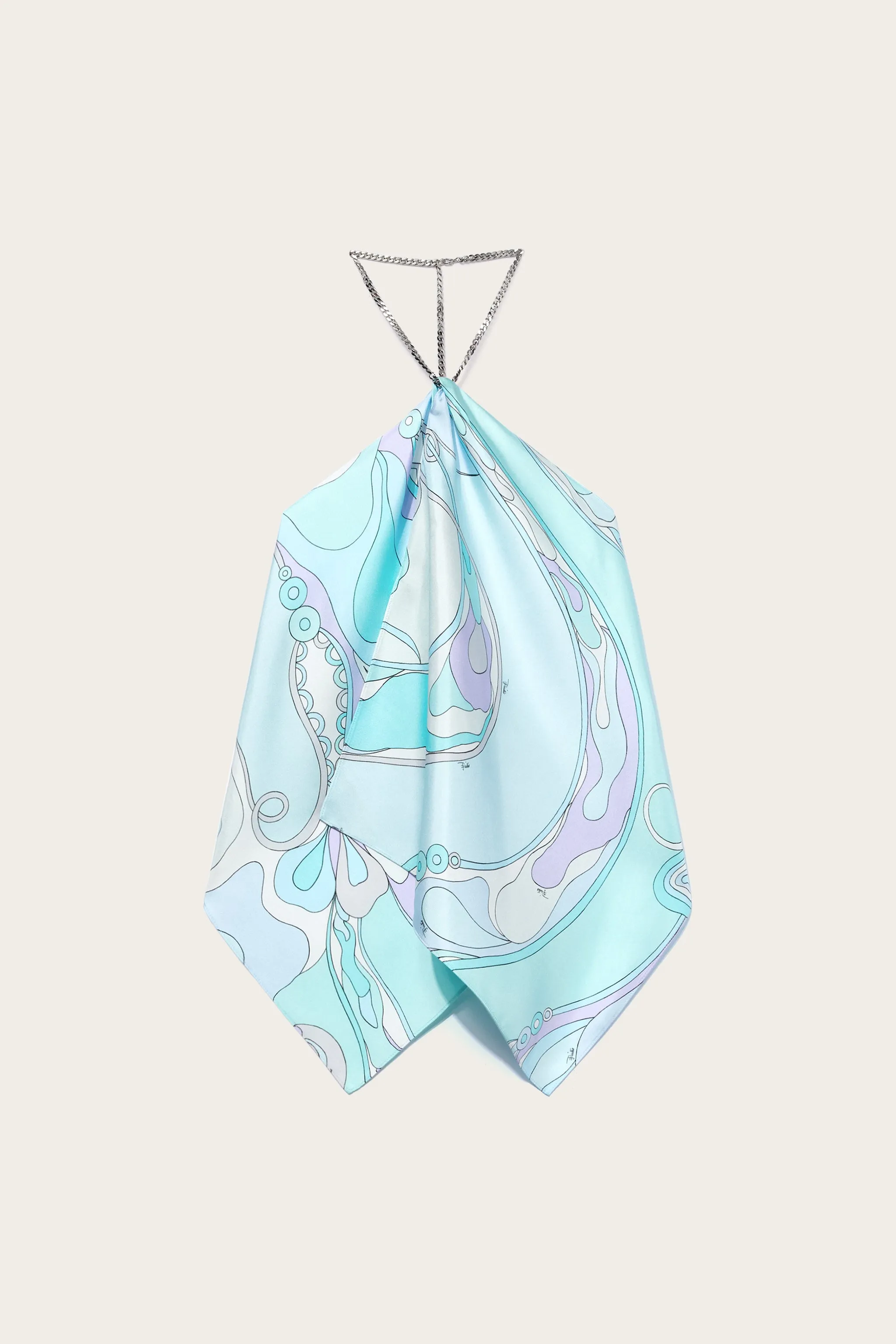 Orchidee Print Silk Top Multipocket Style