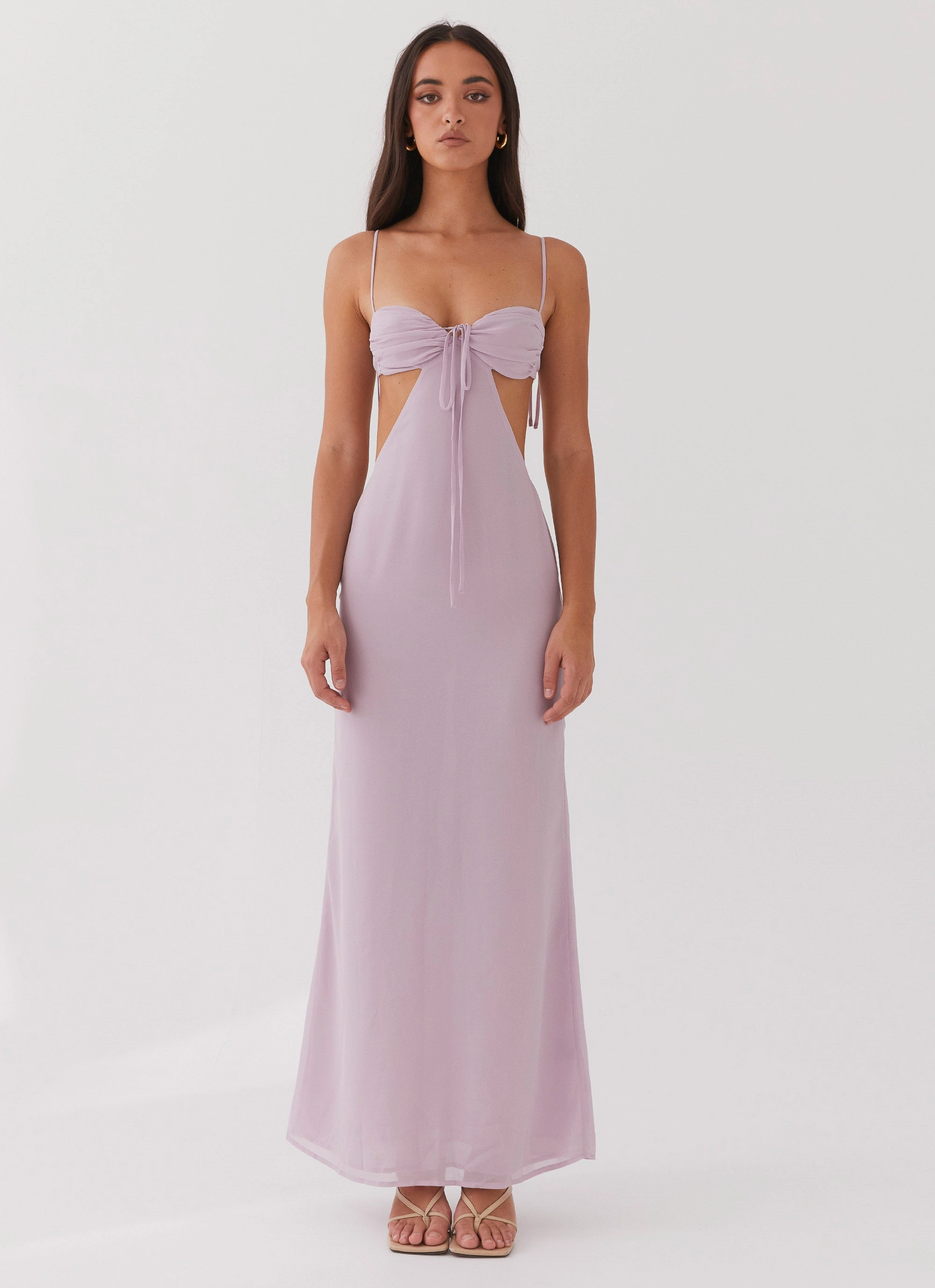 Tyra Ruched Maxi Dress - Lavender Cozy Vibes