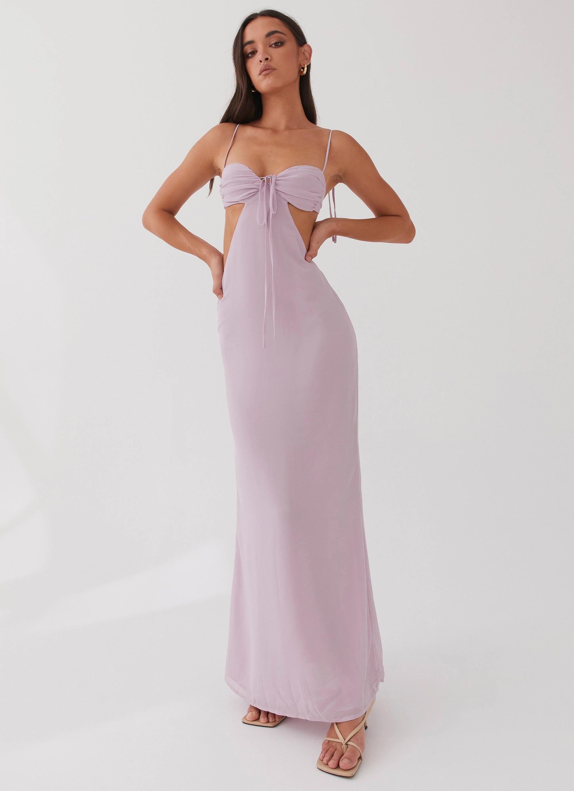 Tyra Ruched Maxi Dress - Lavender petite size