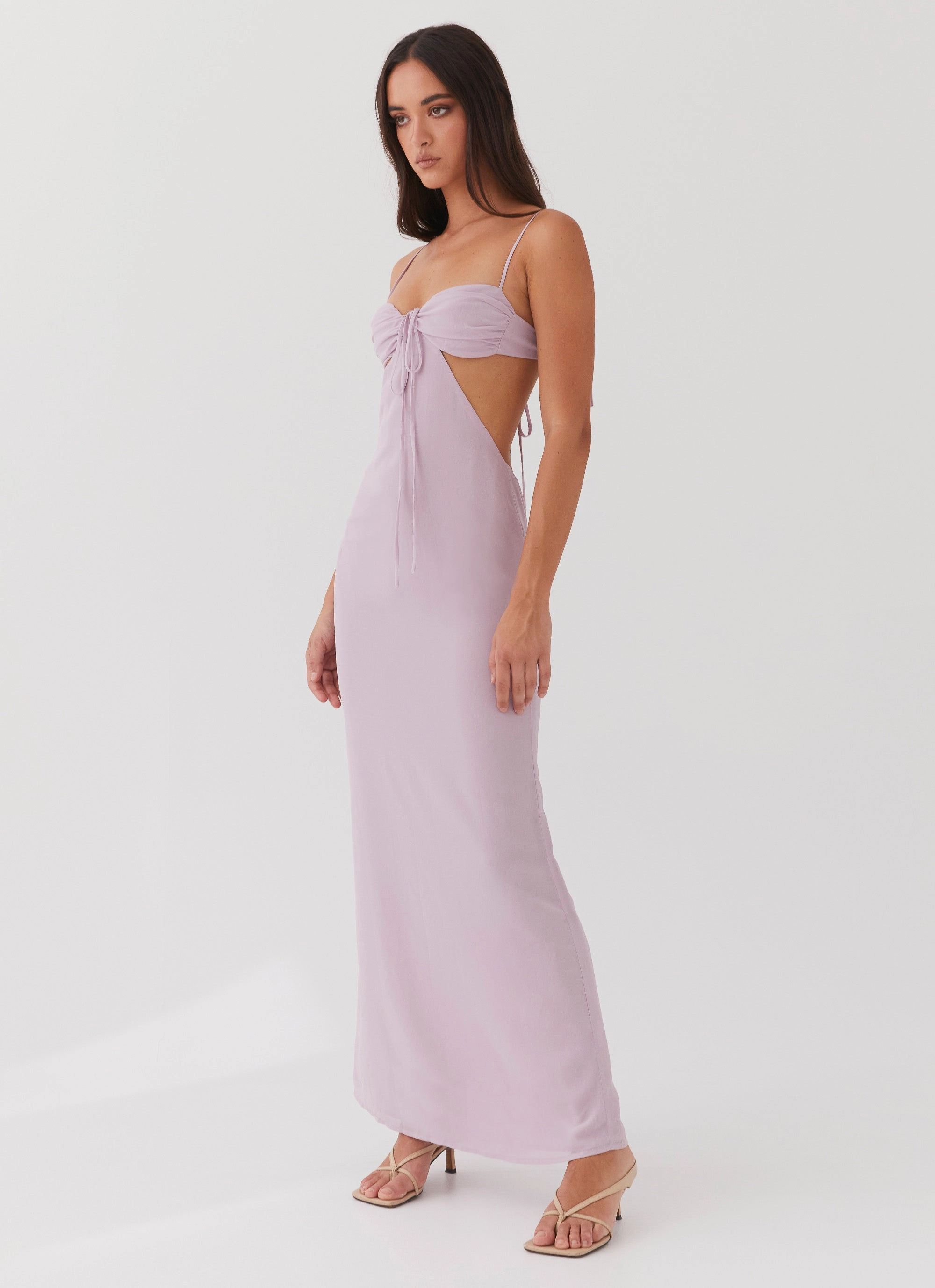 Tyra Ruched Maxi Dress - Lavender Work Vibes summer breeze