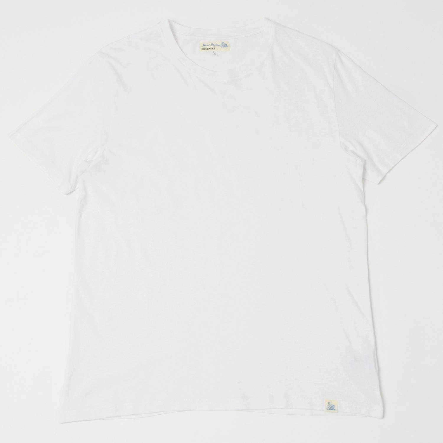 Merz b. Schwanen 'Good Basics' Vintage Wash T-Shirt - White Self Fabric Tape Cozy Comfort