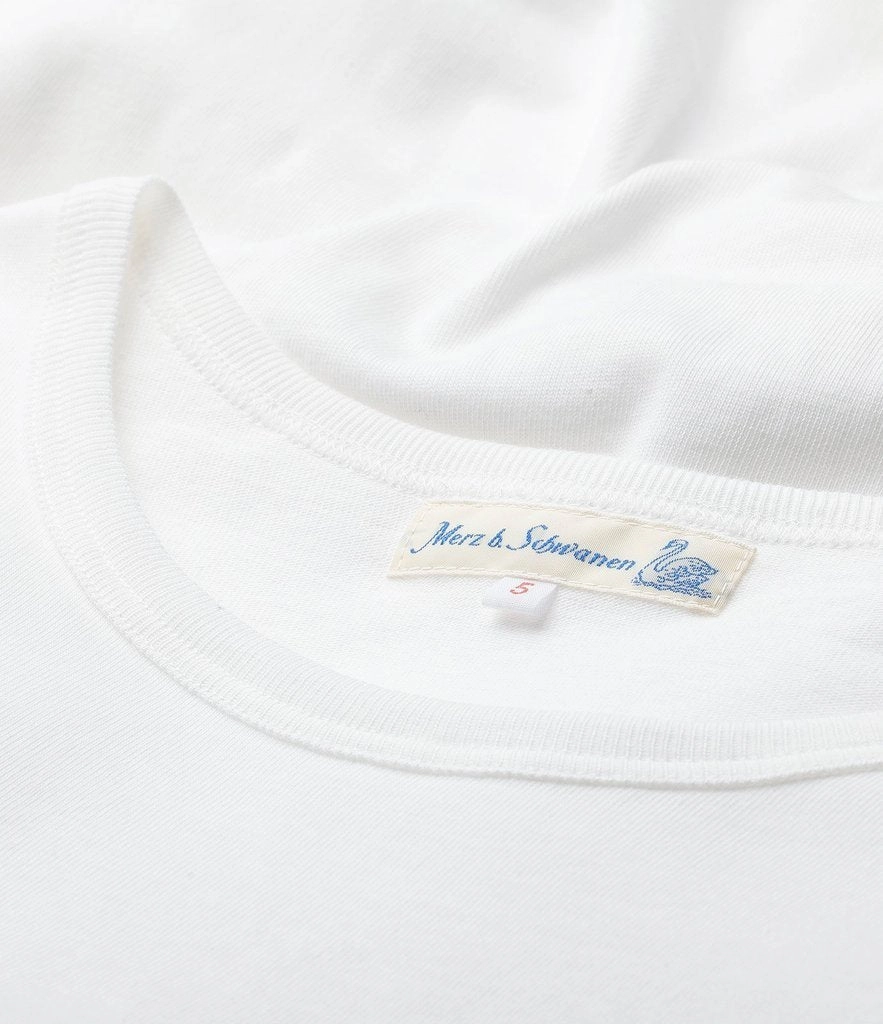 Merz b. Schwanen 1950sLS Lightweight Long Sleeve T-Shirt - White Easy Care Material