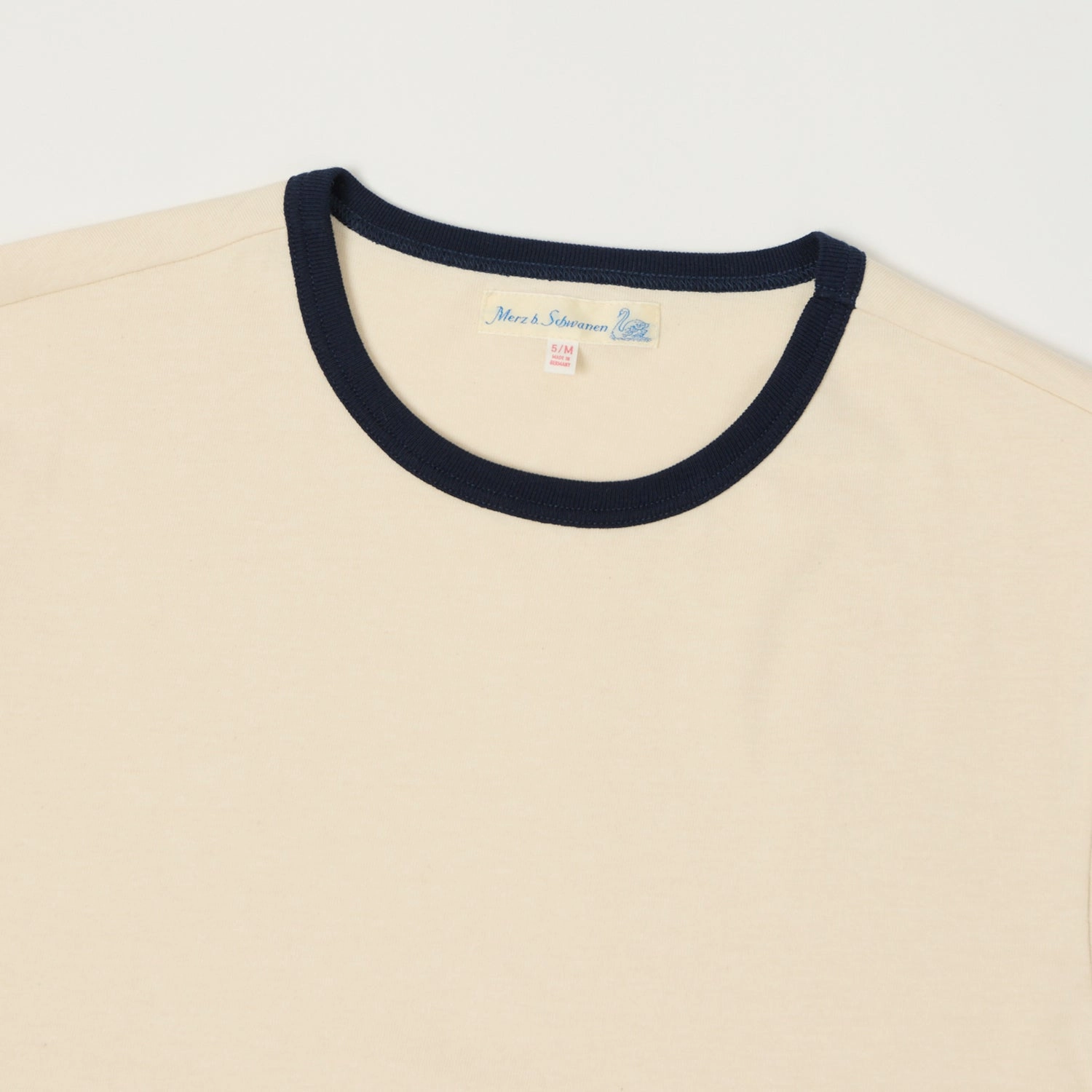 Fur combination Layered Wear Merz b. Schwanen 2M15B Classic Ringer T-Shirt - Nature/Ink Blue