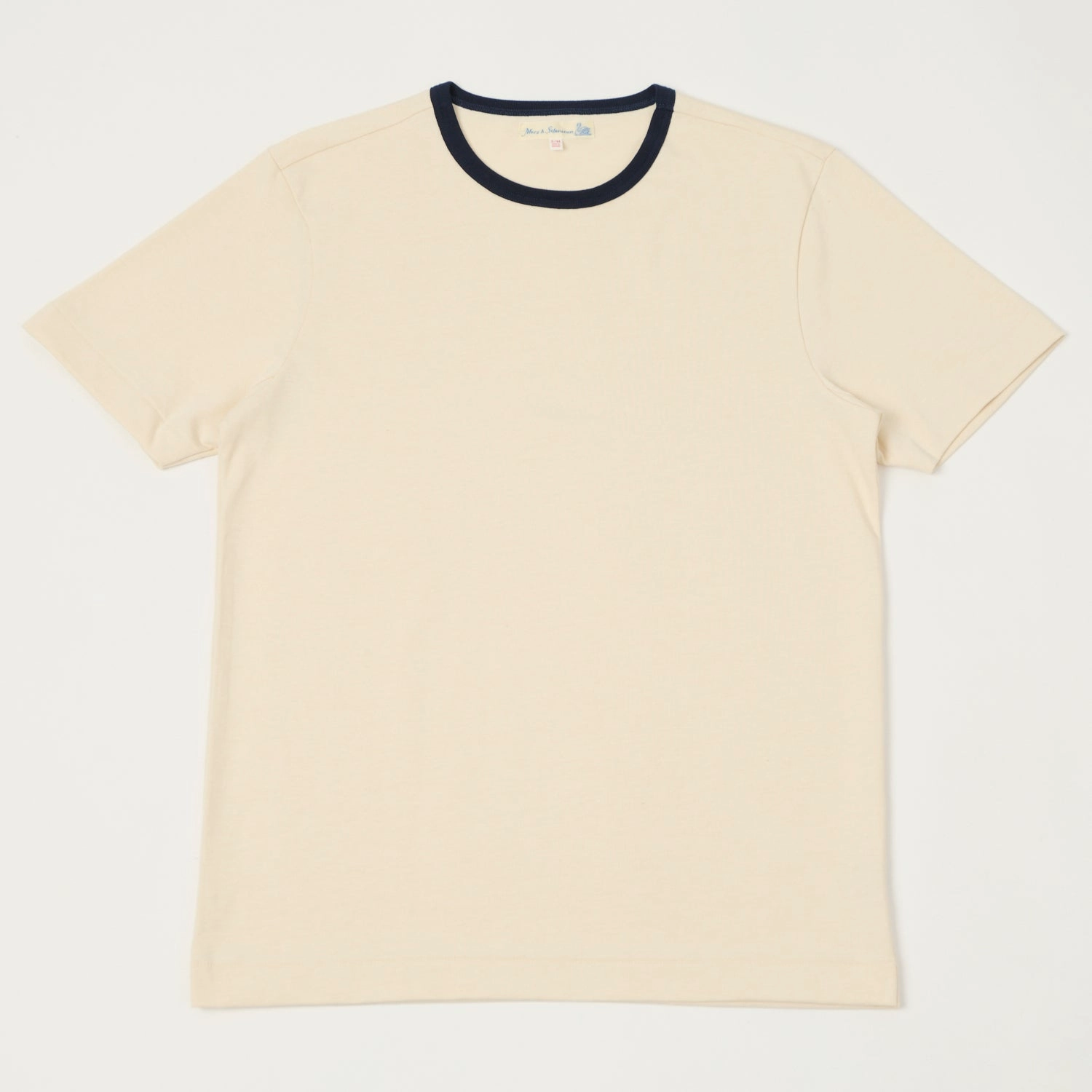 Merz b. Schwanen 2M15B Classic Ringer T-Shirt - Nature/Ink Blue All-Day Comfort Wear
