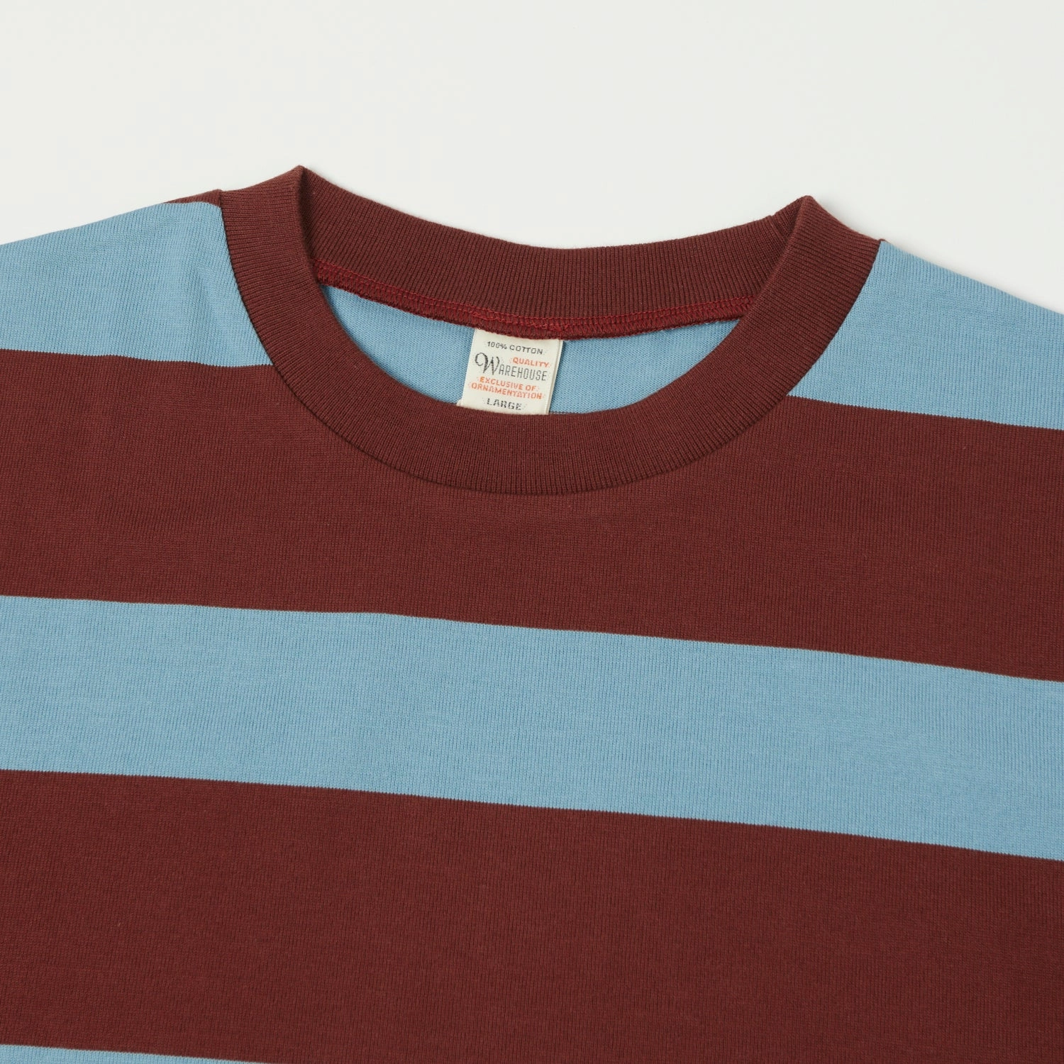 Warehouse & Co 4089 Border Stripe T-Shirt - Brown/Sax Timeless Layer Anti-static