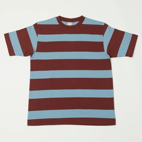 Warehouse & Co 4089 Border Stripe T-Shirt - Brown/Sax Essential Layer Simple yet stylish