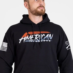 Chilly Day Outfit appropriate for weekdays Unapologetically American Hoodie - Black