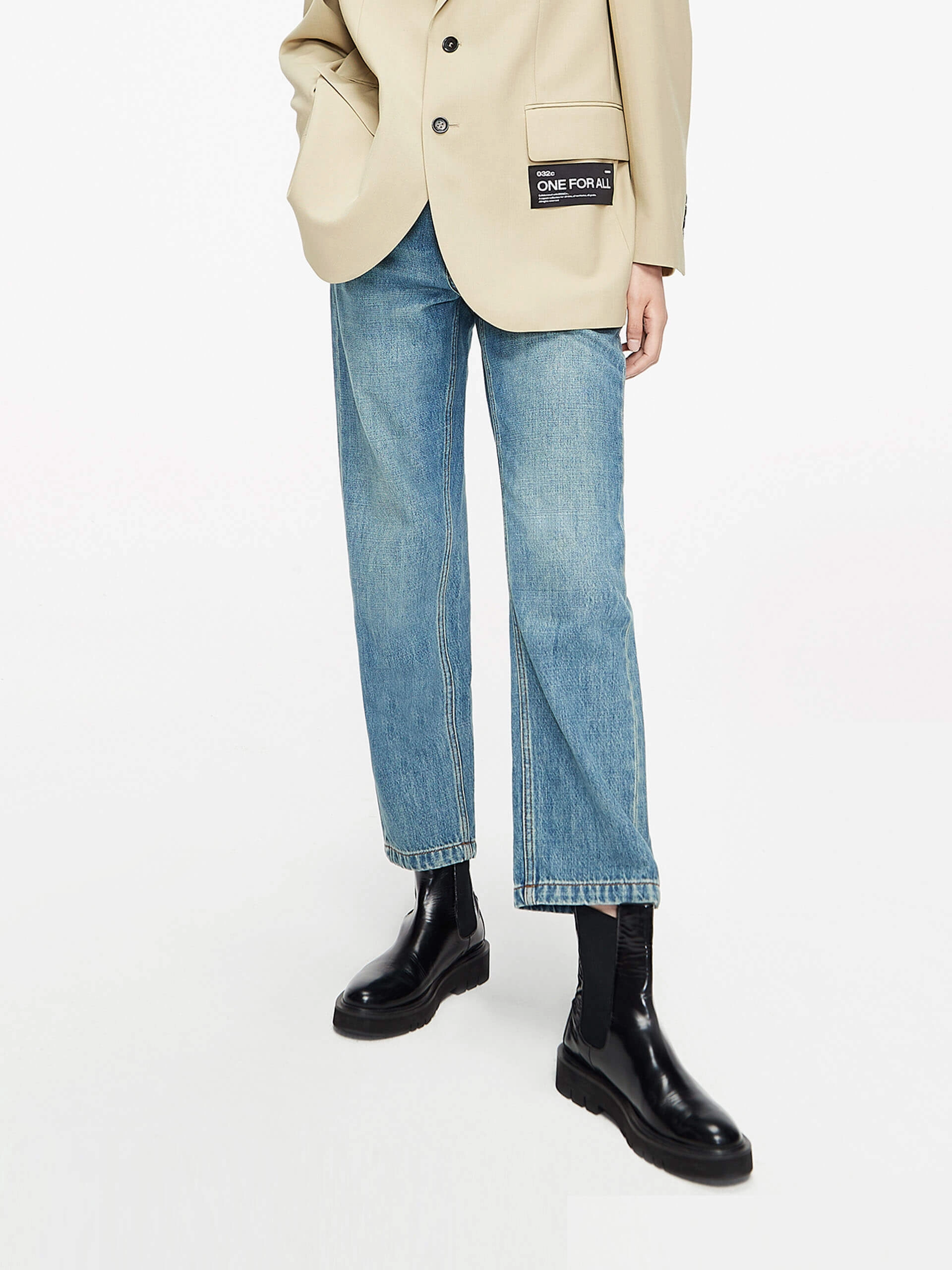 Cotton Washed Straight Jeans Elegant Party Look Winter Warmth Classic Gym Ready