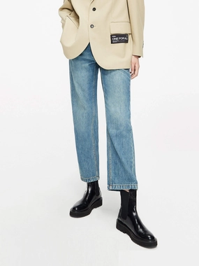 Cotton Washed Straight Jeans City Walk Smooth