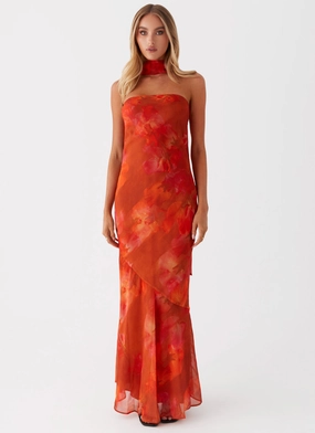 Structured-Shape Natural Form Under The Pagoda Maxi Dress - Amber