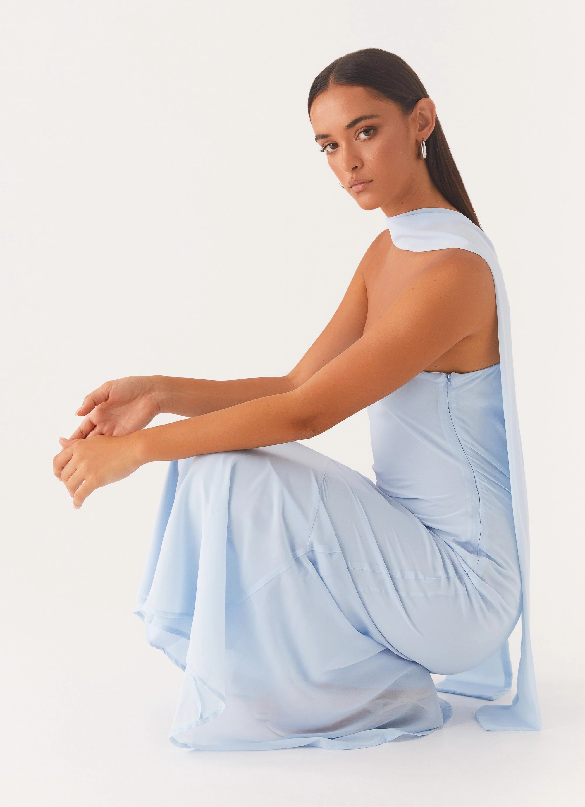 Under The Pagoda Maxi Dress - Blue Trendy Tailoring