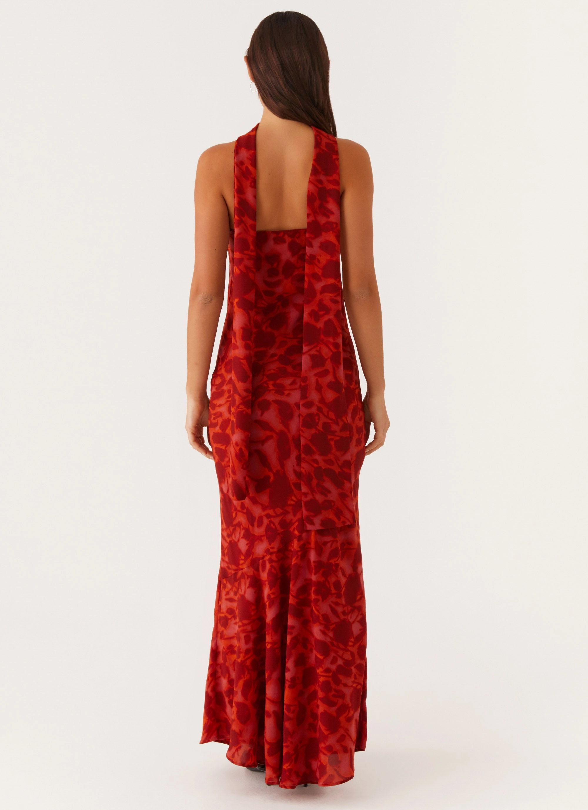 Under The Pagoda Maxi Dress - Deep Red Floral Chic Layers