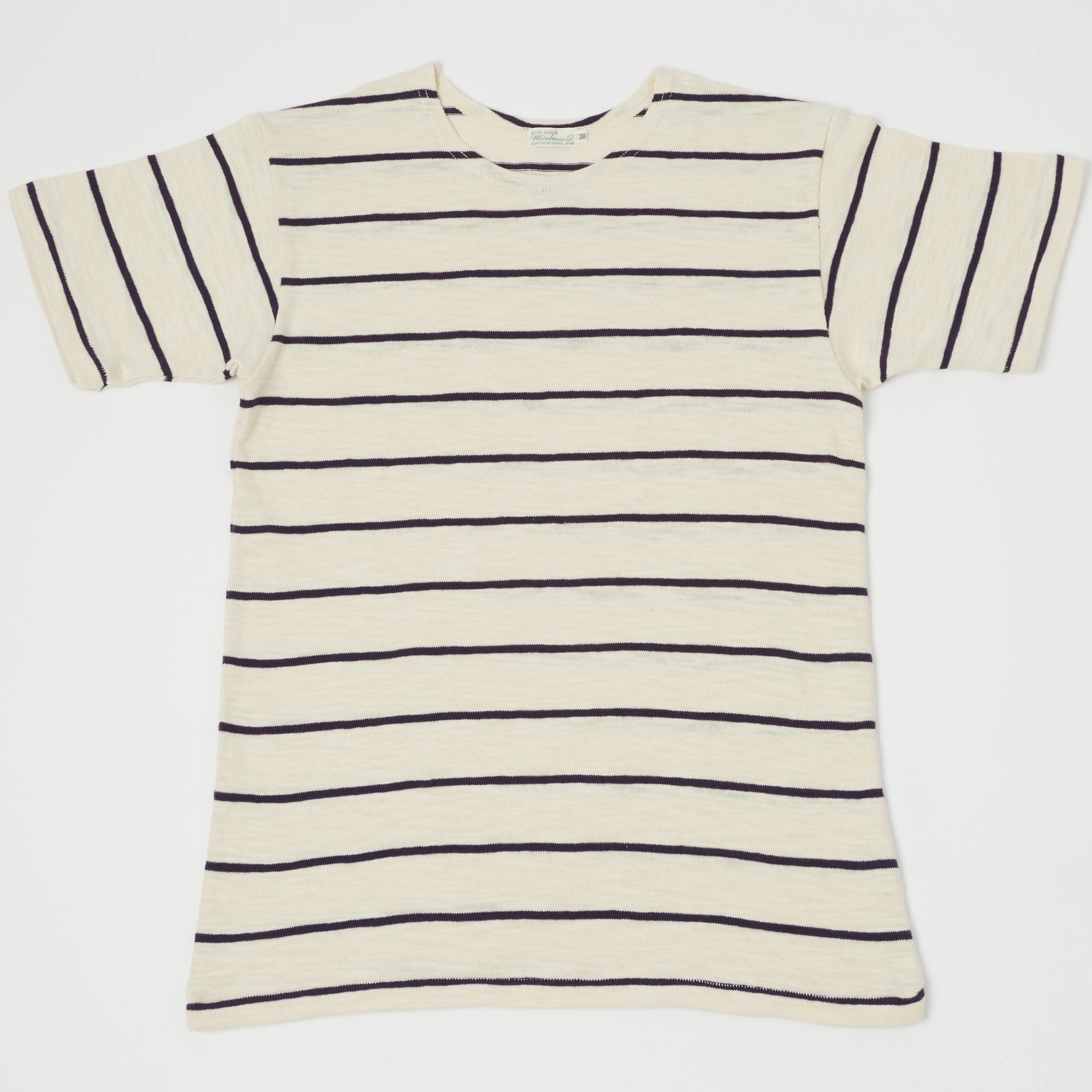 Warehouse & Co 4087 Duck Digger Stripe T-Shirt - Off White/Navy High-Quality Fabric