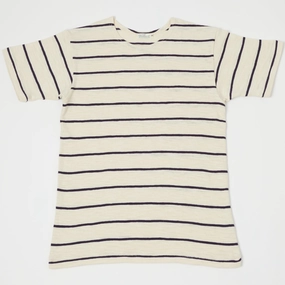 Warehouse & Co 4087 Duck Digger Stripe T-Shirt - Off White/Navy High-Quality Fabric