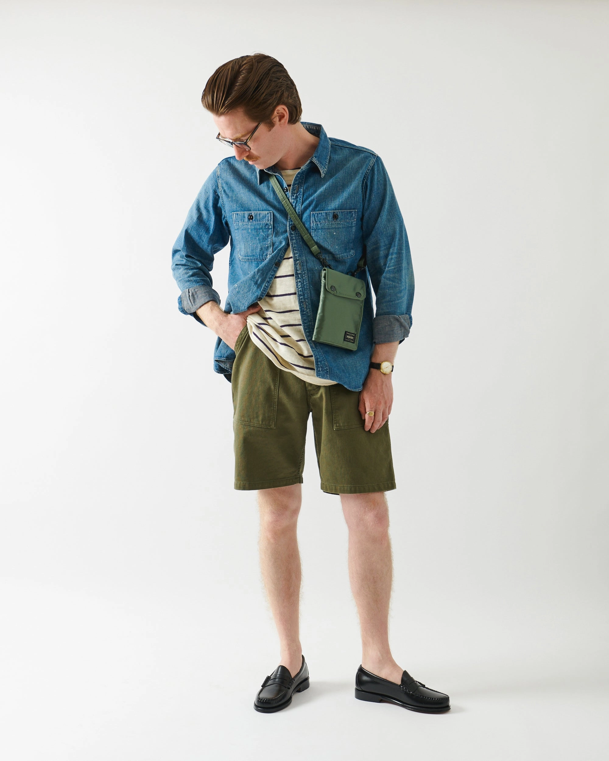 Warehouse & Co 4087 Duck Digger Stripe T-Shirt - Off White/Navy Daily Fashion Comfy Fit