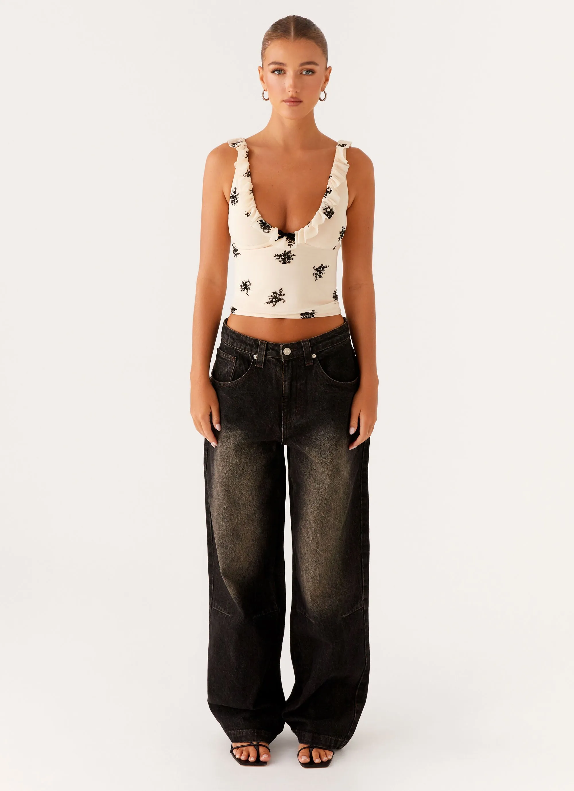 Pera Baggy Denim Jeans - Brown Wash Movement Friendly Shopping Day Vibrant Office Wear