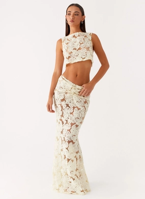 Soft color Fiorella Floret Maxi Skirt - Yellow