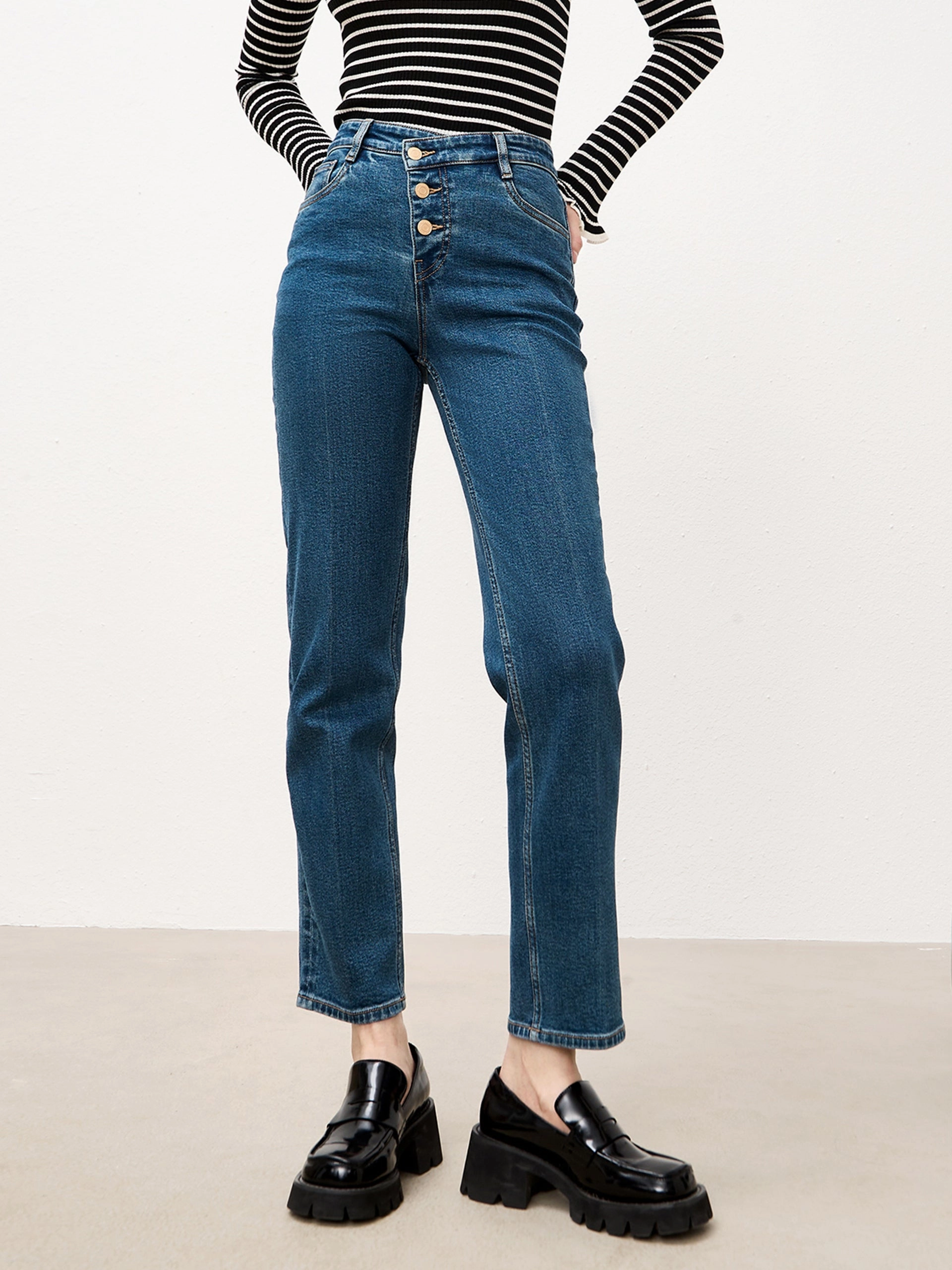Straight High Waist Jeans Breathable fabric technology Sustainable Denim Production