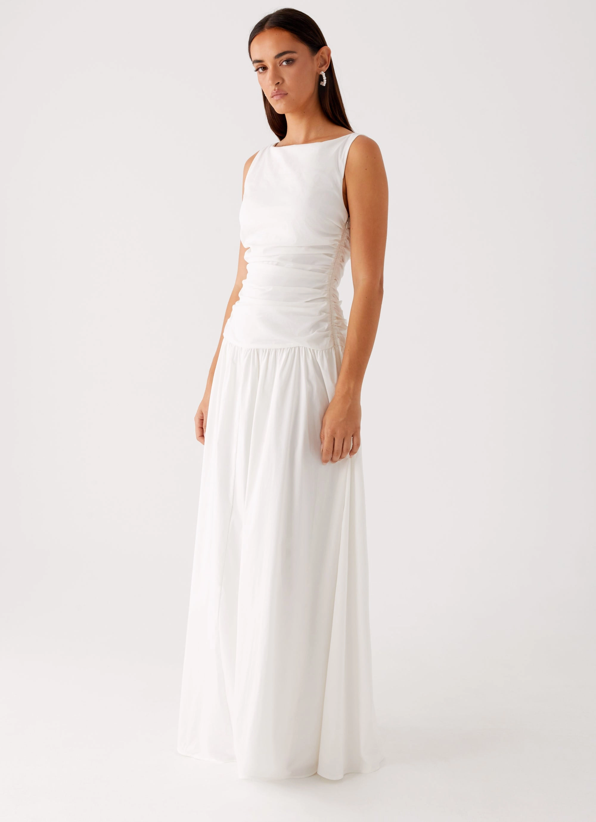 Carmel High Neck Maxi Dress - White Layer Safe