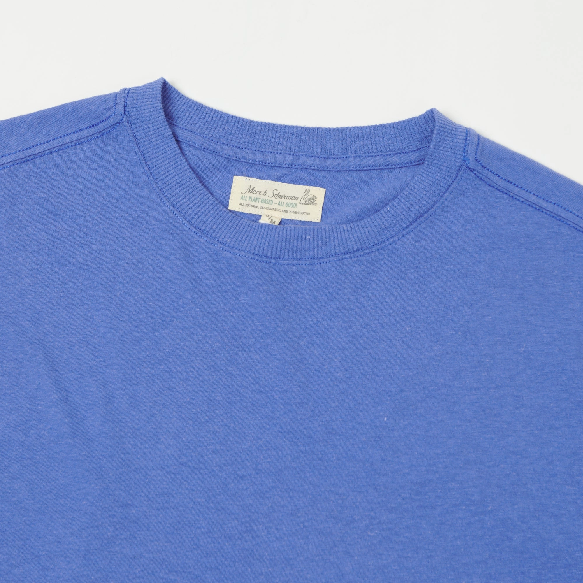 Merz b. Schwanen 'Good Basics' Plant Based Unisex Tee - Washed Blue Fashion Forward Comfy Look Wear