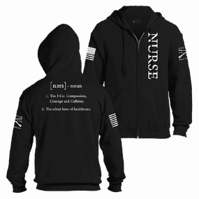 Nurse Defined Full-Zip Hoodie - Black Relaxed Fit
