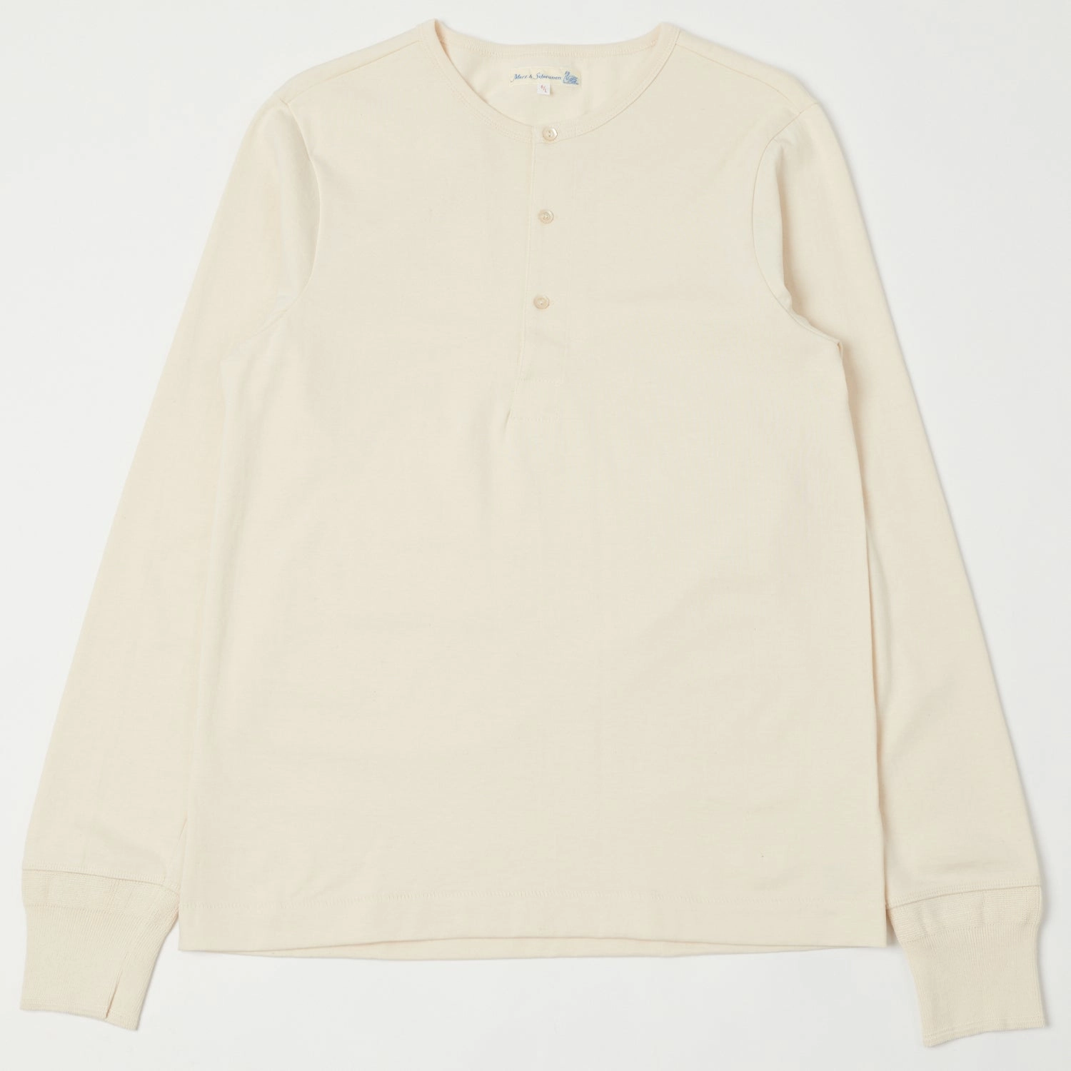 Merz b. Schwanen 206 Long Sleeve Henley - Nature Lightweight Material