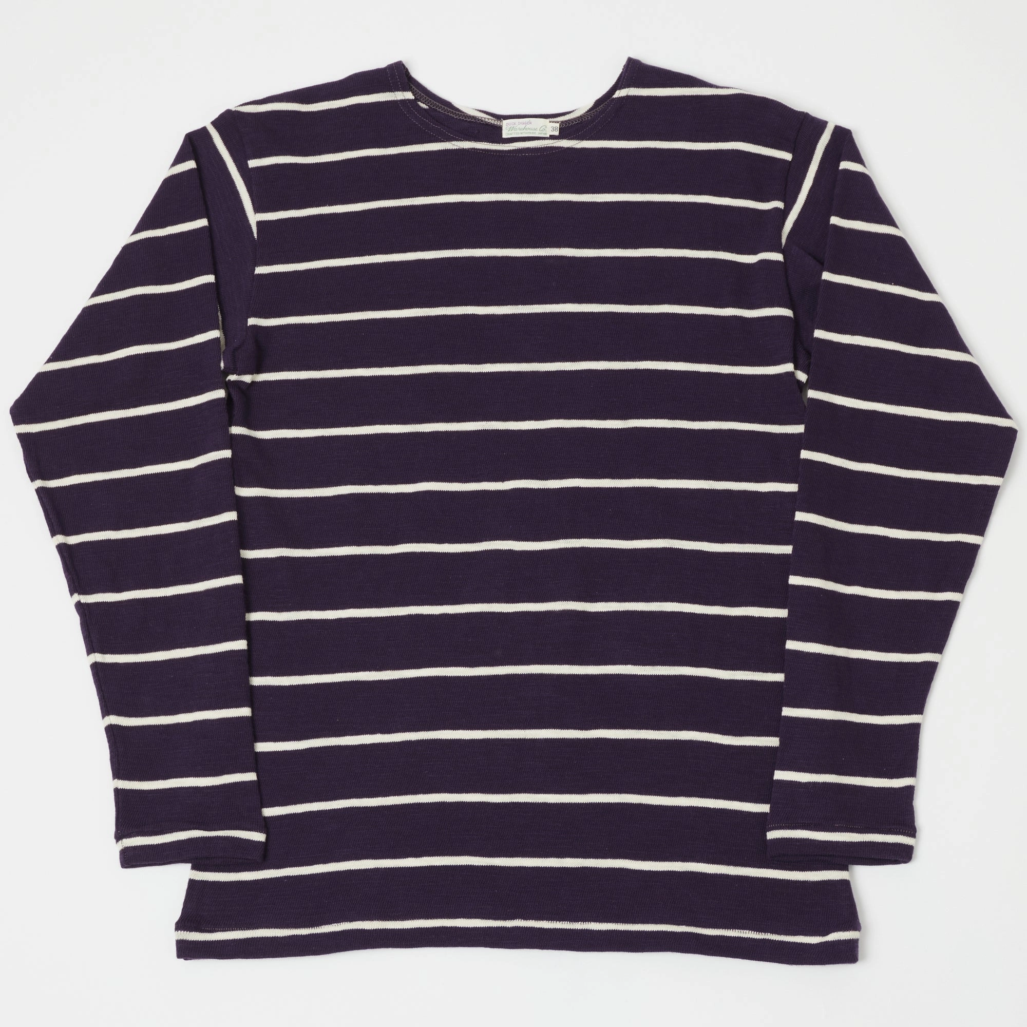 Casual Comfort Top Casual Touch Warehouse & Co 4088 Duck Digger Long Sleeve Stripe T-Shirt - Navy/Off White